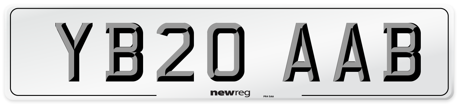 YB20 AAB Number Plate from New Reg